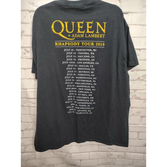Queen Tshirt Men's XL Black Graphic Print Adam Lambert Rhasody Tour 2019 - Picture 2 of 4
